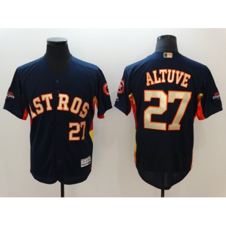 Men's Houston Astros #27 Jose Altuve Navy 2018 Gold Program Flexbase Stitched MLB Jersey
