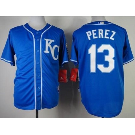 Royals #13 Salvador Perez Blue Alternate 2 Cool Base Stitched MLB Jersey
