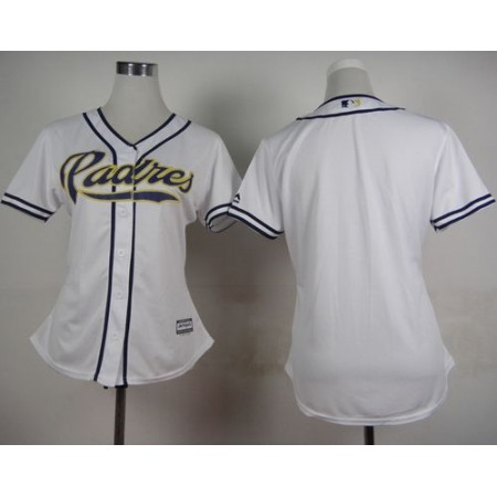 Padres Blank White Women's Home Stitched MLB Jersey