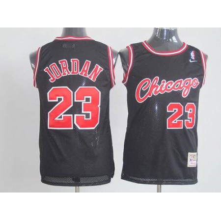 Bulls #23 Michael Jordan Black Throwback Stitched NBA Jersey
