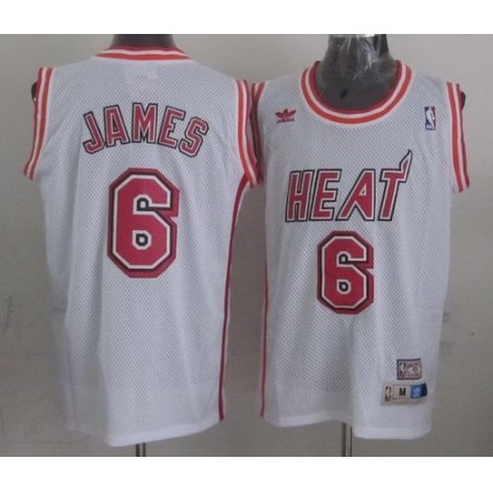 Heat #6 LeBron James White Swingman Throwback Stitched NBA Jersey