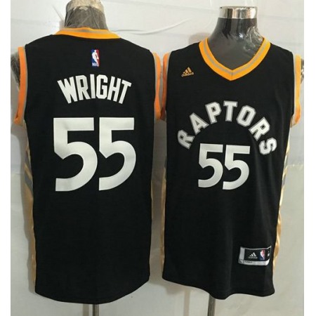 Raptors #55 Delon Wright Black/Gold Stitched NBA Jersey