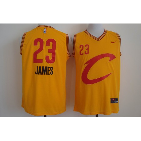 Men's Cleveland Cavaliers #23 LeBron James Yellow Stitched NBA C Jersey