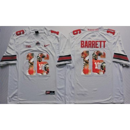 Buckeyes #16 J. T. Barrett White Player Fashion Stitched NCAA Jersey
