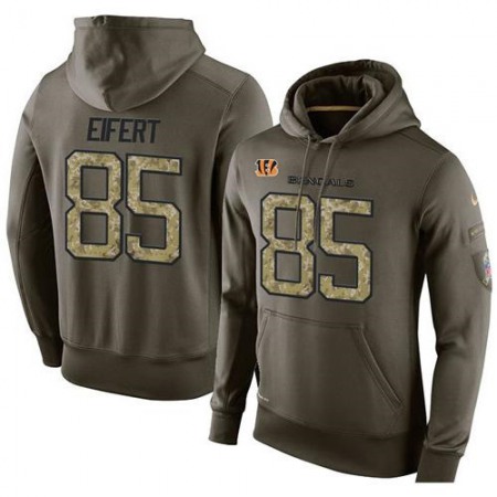 NFL Men's Cincinnati Bengals #85 Tyler Eifert Stitched Green Olive Salute To Service KO Performance Hoodie
