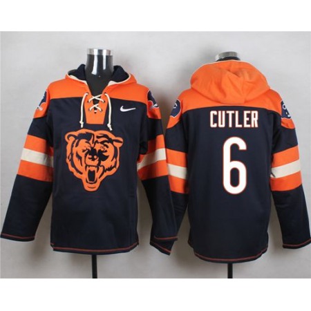 Bears #6 Jay Cutler Navy Blue Player Pullover NFL Hoodie