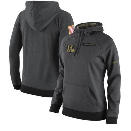 Women's Cincinnati Bengals Anthracite Salute to Service Player Performance Hoodie