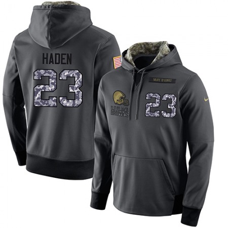 NFL Men's Cleveland Browns #23 Joe Haden Stitched Black Anthracite Salute to Service Player Performance Hoodie
