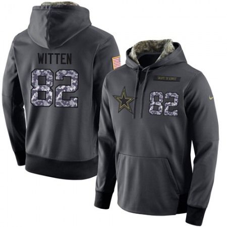 NFL Men's Dallas Cowboys #82 Jason Witten Stitched Black Anthracite Salute to Service Player Performance Hoodie