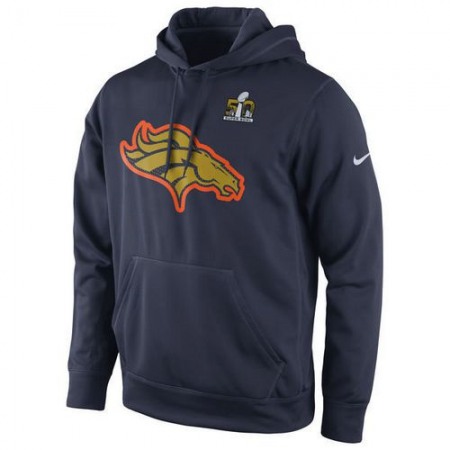 Men's Denver Broncos Navy Super Bowl 50 Bound Team Travel Performance Pullover Hoodie