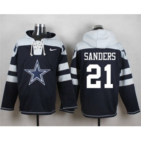 Cowboys #21 Deion Sanders Navy Blue Player Pullover NFL Hoodie