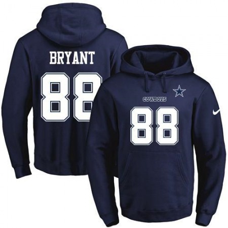 Cowboys #88 Dez Bryant Navy Blue Name & Number Pullover NFL Hoodie