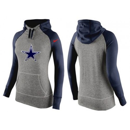 Women's Dallas Cowboys Performance Hoodie Grey & Dark Blue_2