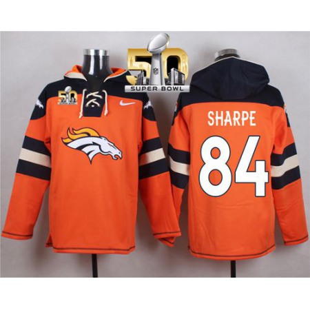 Broncos #84 Shannon Sharpe Orange Super Bowl 50 Player Pullover NFL Hoodie