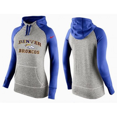 Women's Denver Broncos Performance Hoodie Grey & Blue