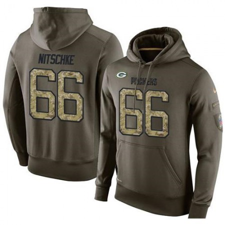NFL Men's Green Bay Packers #66 Ray Nitschke Stitched Green Olive Salute To Service KO Performance Hoodie