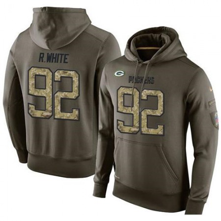 NFL Men's Green Bay Packers #92 Reggie White Stitched Green Olive Salute To Service KO Performance Hoodie