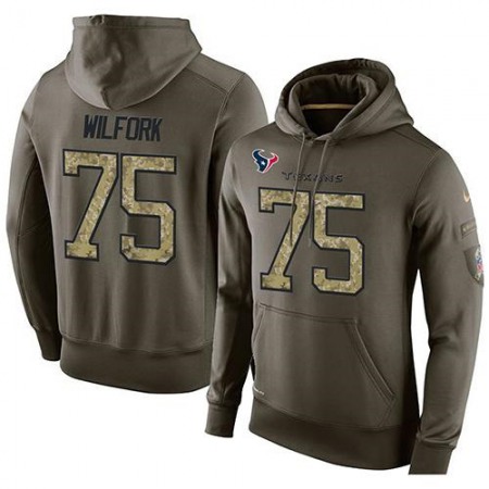 NFL Men's Houston Texans #75 Vince Wilfork Stitched Green Olive Salute To Service KO Performance Hoodie