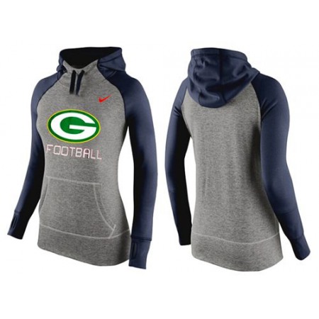 Women's Green Bay Packers Performance Hoodie Grey & Dark Blue