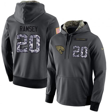 NFL Men's Jacksonville Jaguars #20 Jalen Ramsey Stitched Black Anthracite Salute to Service Player Performance Hoodie