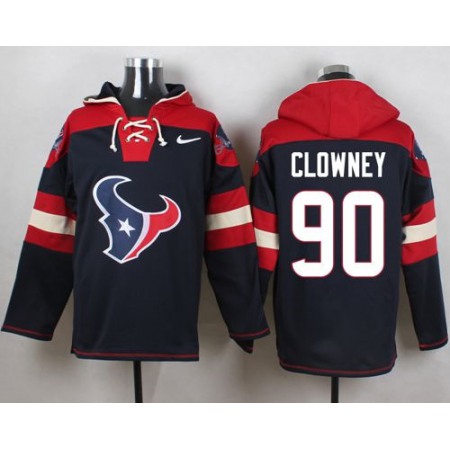 Texans #90 Jadeveon Clowney Navy Blue Player Pullover NFL Hoodie