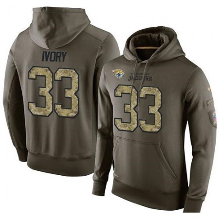 NFL Men's Jacksonville Jaguars #33 Chris Ivory Stitched Green Olive Salute To Service KO Performance Hoodie