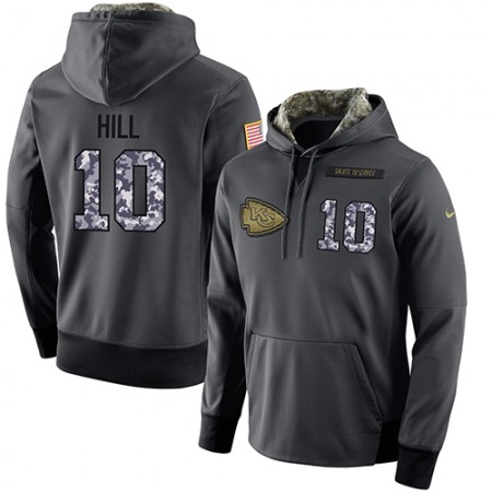 NFL Men's Kansas City Chiefs #10 Tyreek Hill Stitched Black Anthracite Salute to Service Player Performance Hoodie