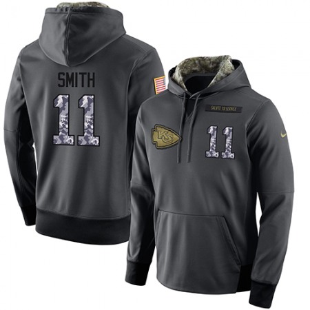 NFL Men's Kansas City Chiefs #11 Alex Smith Stitched Black Anthracite Salute to Service Player Performance Hoodie