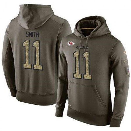 NFL Men's Kansas City Chiefs #11 Alex Smith Stitched Green Olive Salute To Service KO Performance Hoodie