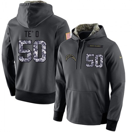 NFL Men's San Diego Chargers #50 Manti Te'o Stitched Black Anthracite Salute to Service Player Performance Hoodie