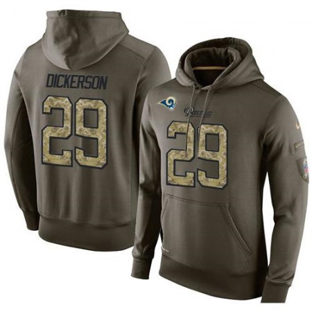 NFL Men's Los Angeles Rams #29 Eric Dickerson Stitched Green Olive Salute To Service KO Performance Hoodie