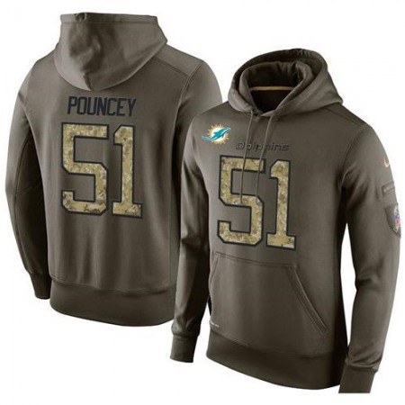 NFL Men's Miami Dolphins #51 Mike Pouncey Stitched Green Olive Salute To Service KO Performance Hoodie