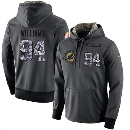 NFL Men's Miami Dolphins #94 Mario Williams Stitched Black Anthracite Salute to Service Player Performance Hoodie