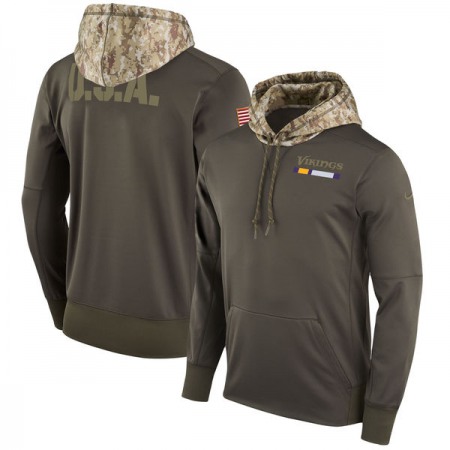 Men's Minnesota Vikings Olive Salute to Service Sideline Therma Pullover Hoodie