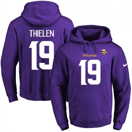 Vikings #19 Adam Thielen Purple Name & Number Pullover NFL Hoodie