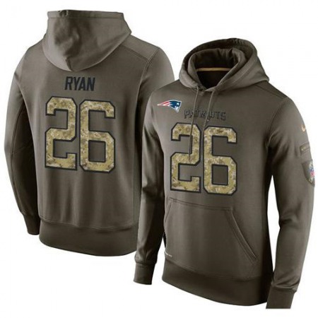 NFL Men's New England Patriots #26 Logan Ryan Stitched Green Olive Salute To Service KO Performance Hoodie