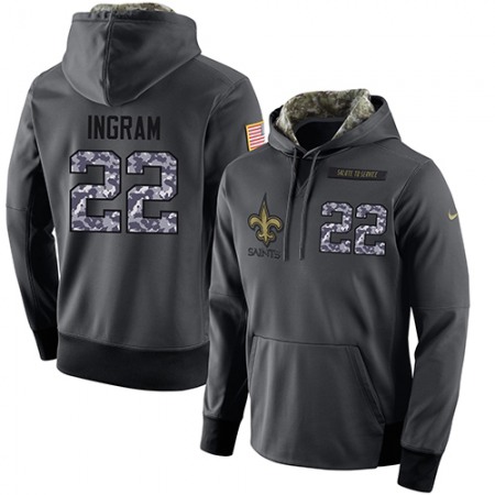 NFL Men's New Orleans Saints #22 Mark Ingram Stitched Black Anthracite Salute to Service Player Performance Hoodie