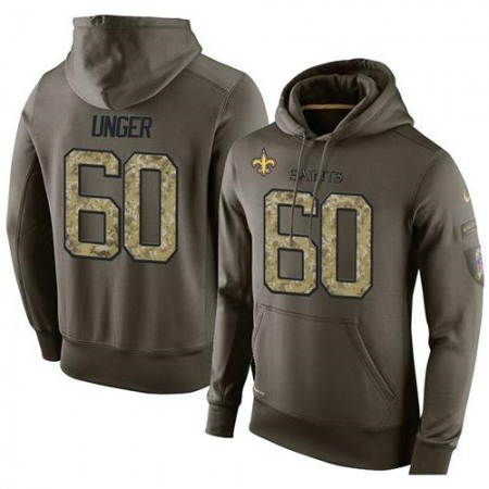 NFL Men's New Orleans Saints #60 Max Unger Stitched Green Olive Salute To Service KO Performance Hoodie