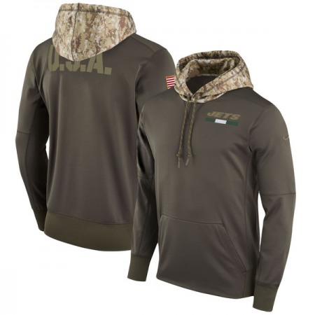 Men's New York Jets Olive Salute to Service Sideline Therma Pullover Hoodie