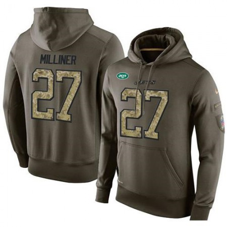 NFL Men's New York Jets #27 Dee Milliner Stitched Green Olive Salute To Service KO Performance Hoodie