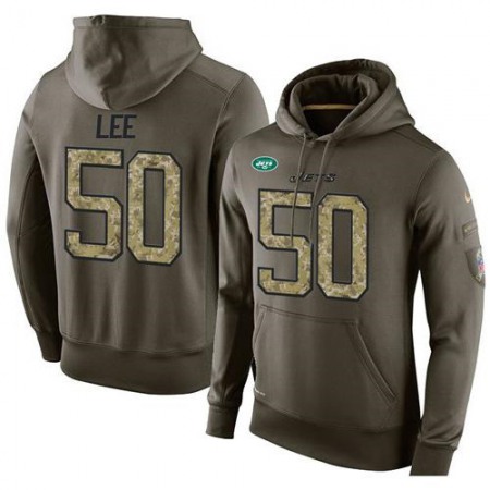 NFL Men's New York Jets #50 Darron Lee Stitched Green Olive Salute To Service KO Performance Hoodie