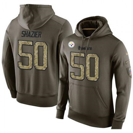 NFL Men's Pittsburgh Steelers #50 Ryan Shazier Stitched Green Olive Salute To Service KO Performance Hoodie