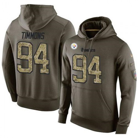 NFL Men's Pittsburgh Steelers #94 Lawrence Timmons Stitched Green Olive Salute To Service KO Performance Hoodie