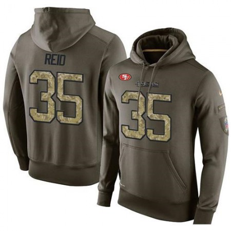 NFL Men's San Francisco 49ers #35 Eric Reid Stitched Green Olive Salute To Service KO Performance Hoodie