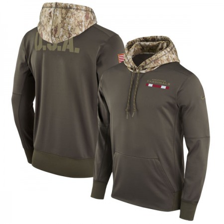 Men's Arizona Cardinals Olive Salute to Service Sideline Therma Pullover Hoodie