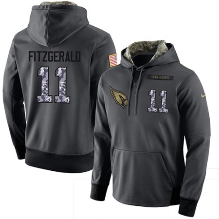 NFL Men's Arizona Cardinals #11 Larry Fitzgerald Stitched Black Anthracite Salute to Service Player Performance Hoodie