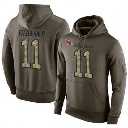 NFL Men's Arizona Cardinals #11 Larry Fitzgerald Stitched Green Olive Salute To Service KO Performance Hoodie
