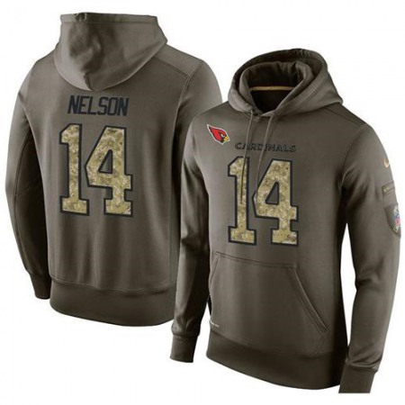 NFL Men's Arizona Cardinals #14 J.J. Nelson Stitched Green Olive Salute To Service KO Performance Hoodie