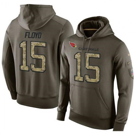 NFL Men's Arizona Cardinals #15 Michael Floyd Stitched Green Olive Salute To Service KO Performance Hoodie