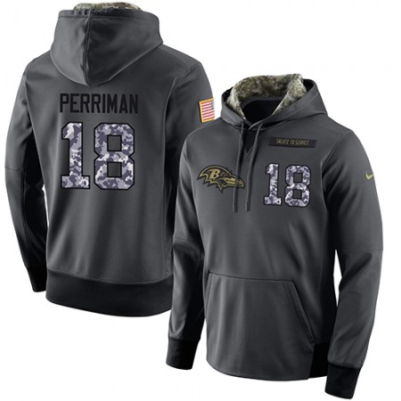 NFL Men's Baltimore Ravens #18 Breshad Perriman Stitched Black Anthracite Salute to Service Player Performance Hoodie